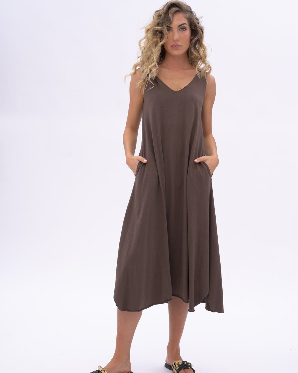 Organic Cotton V-neck Tank Dress – Baci Fashion