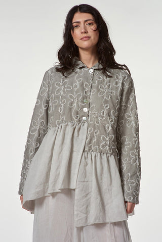 2 - Fabric Jacket with Floral Embroidery - Baci Fashion