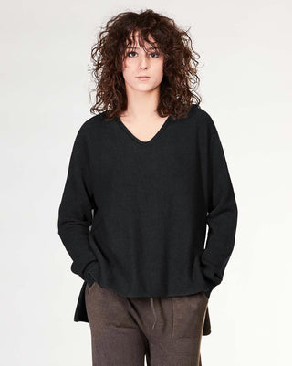 V-Neck Raw Seam Sweater