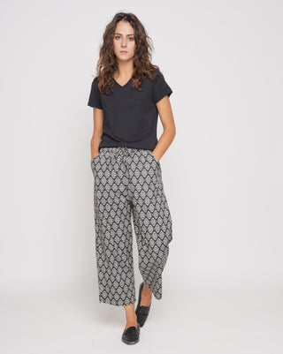 Contrast Tile Drawstring Culottes