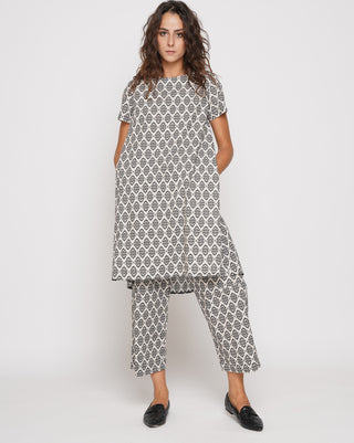 Contrast Tile Drawstring Culottes