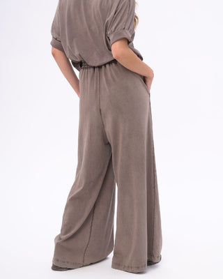 Stonewashed Organic Cotton Palazzo Elastic Pants