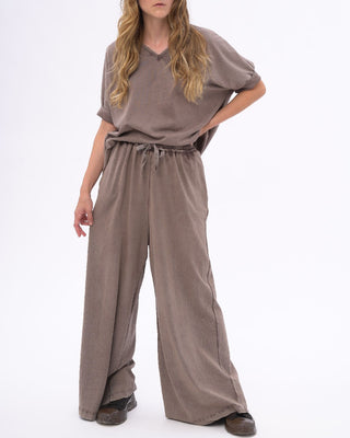 Stonewashed Organic Cotton Palazzo Elastic Pants