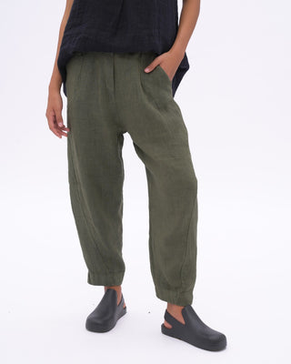 Linen Pleated Elastic Waist Pants