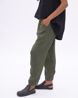 Linen Pleated Elastic Waist Pants