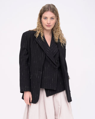 2 Pocket Cotton Striped Blazer Jacket