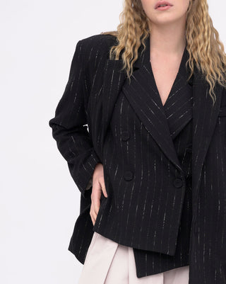 2 Pocket Cotton Striped Blazer Jacket
