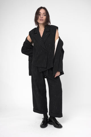 Striped Cuffed Slacks Pant