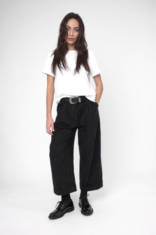 Striped Cuffed Slacks Pant