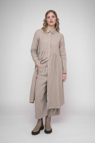 Tiered Waist Cotton Linen Dress