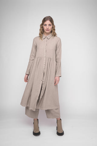 Tiered Waist Cotton Linen Dress