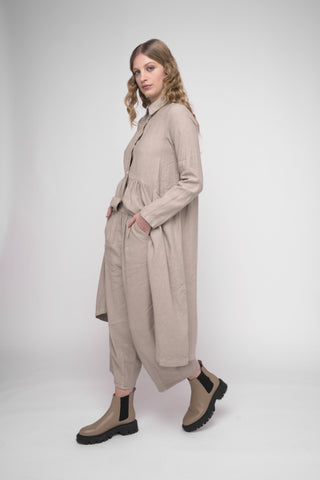 Tiered Waist Cotton Linen Dress