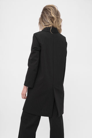Striped Long Buttoned Dust Coat