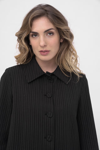 Striped Long Buttoned Dust Coat