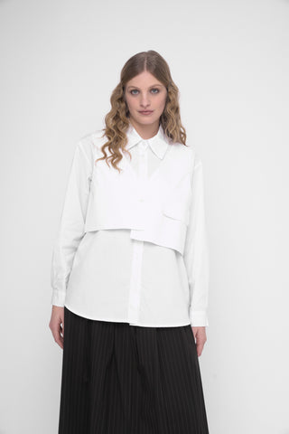 Overlay Buttoned Long Sleeve Shirt