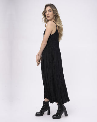 Crinkled Silky Maxi Slip Dress