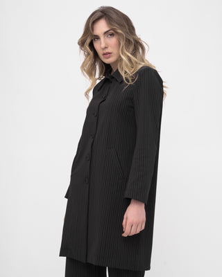 Striped Long Buttoned Dust Coat