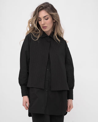 Striped Back Tie Cotton Blend Vest