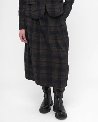 Elastic Waist Plaid Cotton Skirt