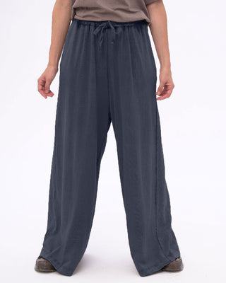 Stonewashed Organic Cotton Palazzo Elastic Pants
