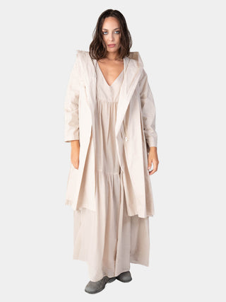 Hooded Zip Mid Length Cotton Jacket