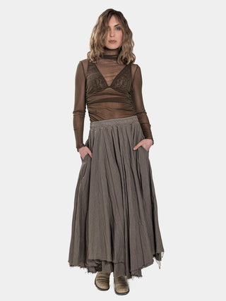 Double Layer Half Circle Midi Skirt