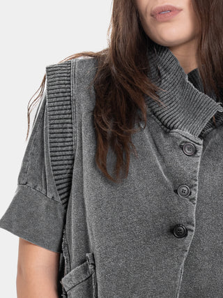 Knit Vest with Topstitched Pockets