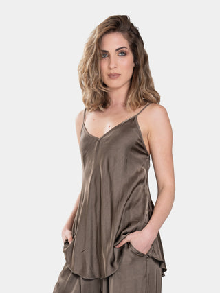 Satin V Neck Slip Tank