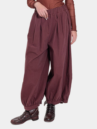 Cotton Trousers with Ruched Hem