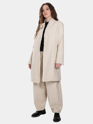 Spliced Raw Edge Long Jacket