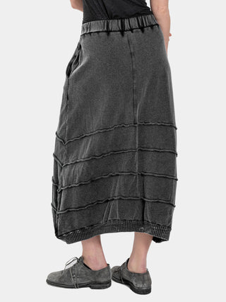 Distressed Splice Tier Midi Skirt