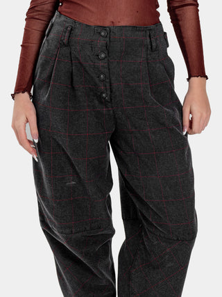 High Waist Cropped Plaid Trousers