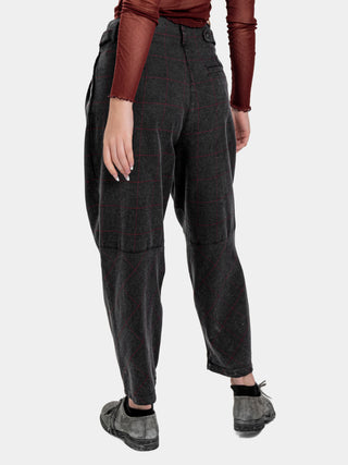 High Waist Cropped Plaid Trousers