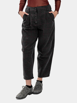 High Waist Cropped Plaid Trousers