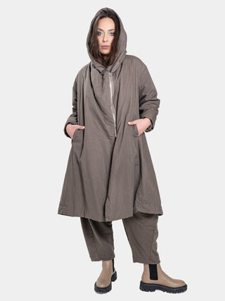 Zip Up Hooded Swing Coat