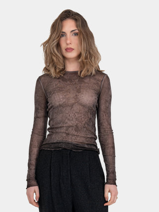 Crew Neck Tulle T-Shirt