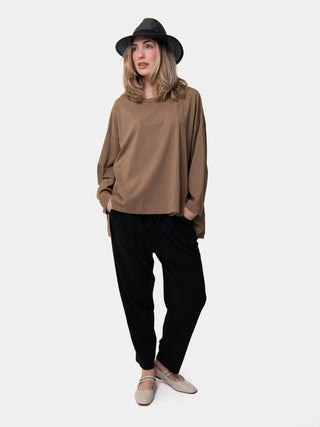 Oversized Hi Lo Round Neck Cotton Top