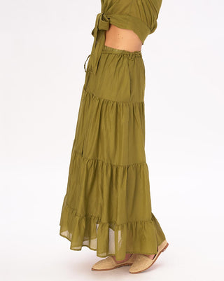 Elastic-Waist-Pleated-Tiered-Cotton-Skirt-side-view by baci