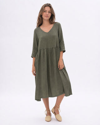 Linen-V-neck-Tiered-Dress by baci