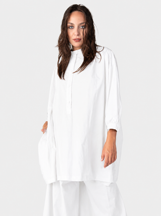 V-Neck-quarter-Sleeve-Organic-Cotton-Blouse-white by baci