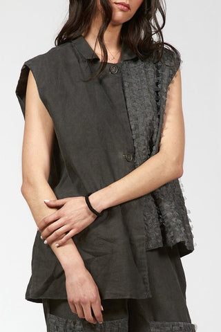 Asymmetrical Vest with Embroidery - Baci Fashion