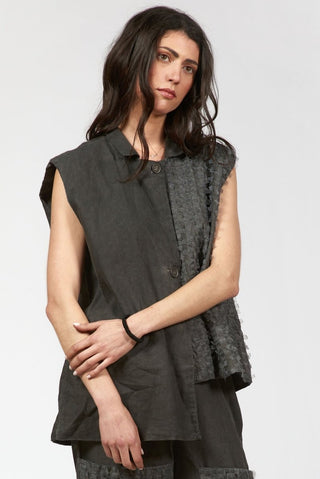 Asymmetrical Vest with Embroidery - Baci Fashion