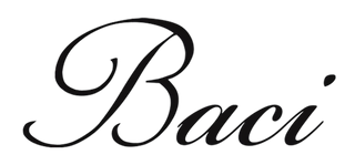 Cursive 'Baci' logo on a white background