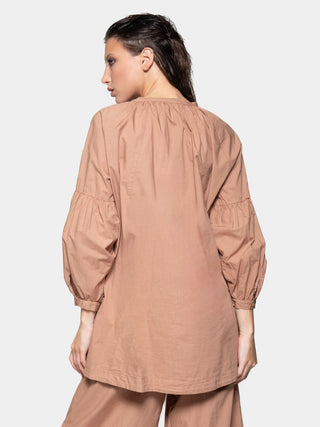 Balloon Sleeve Cotton Peasant Shirt - Baci Fashion