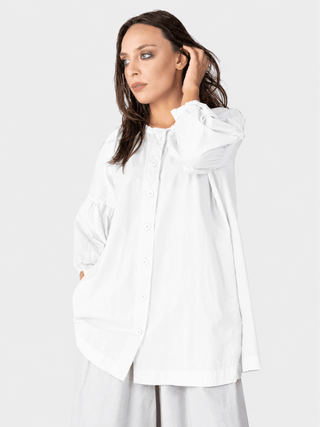 Balloon Sleeve Cotton Peasant Shirt - Baci Fashion