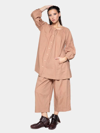 Balloon Sleeve Cotton Peasant Shirt - Baci Fashion