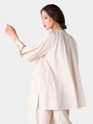 Balloon Sleeve Cotton Peasant Shirt - Baci Fashion