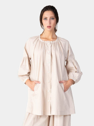 Balloon Sleeve Cotton Peasant Shirt - Baci Fashion