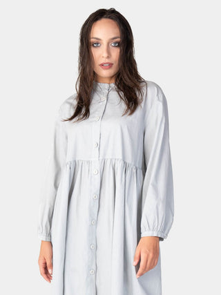 Banded Collar Cotton Shirtdress - Baci Fashion