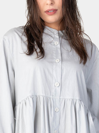 Banded Collar Cotton Shirtdress - Baci Fashion